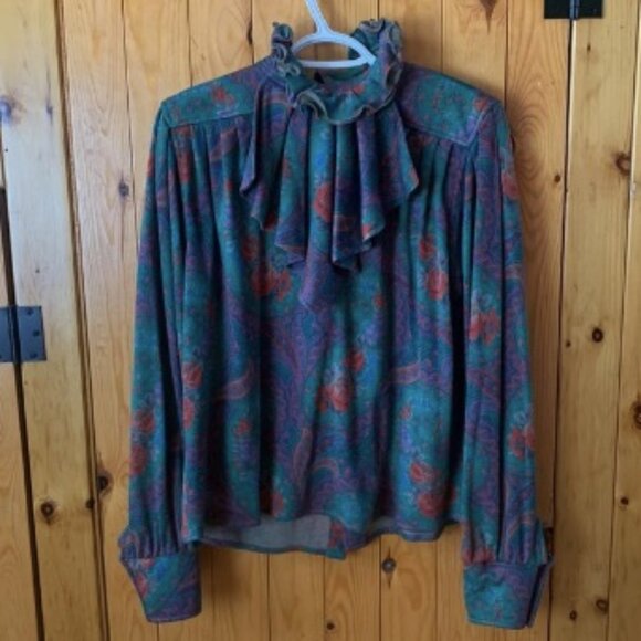 Vintage Ungaro Parallele Paisley Floral Dinner Jacket + Frilly Top 3-Piece Set - Picture 10 of 13